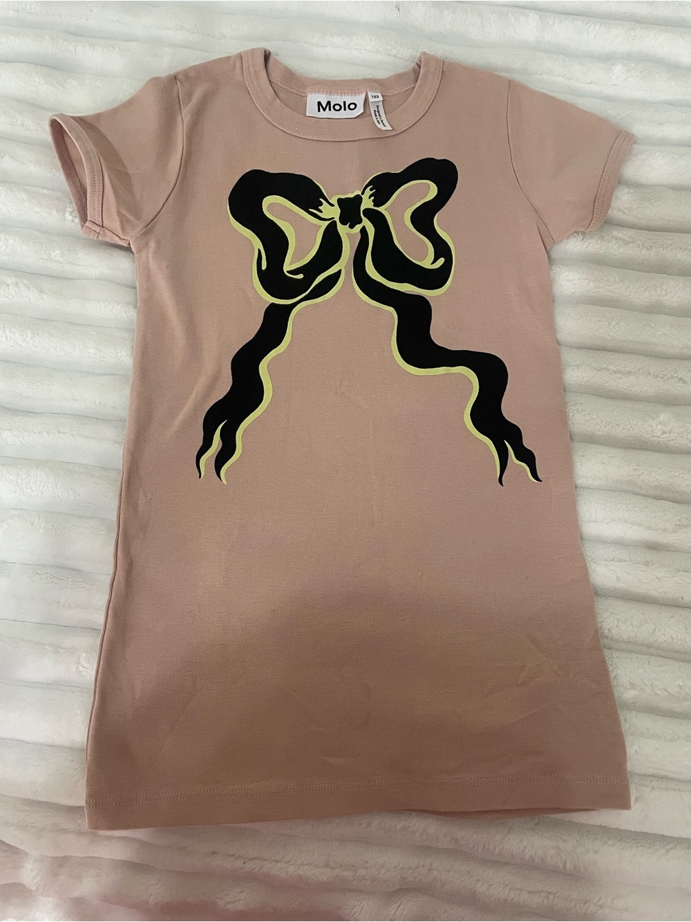 Molo Dusty Pink Tee with Black and Neon Yellow Graphic